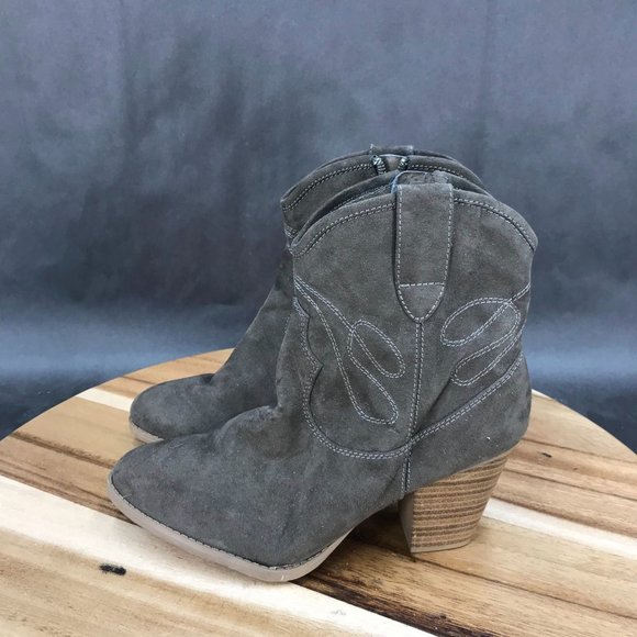 Esprit Brown Faux Suede Pull On Block Heel Western Boots Womens Size 6 - Picture 3 of 10